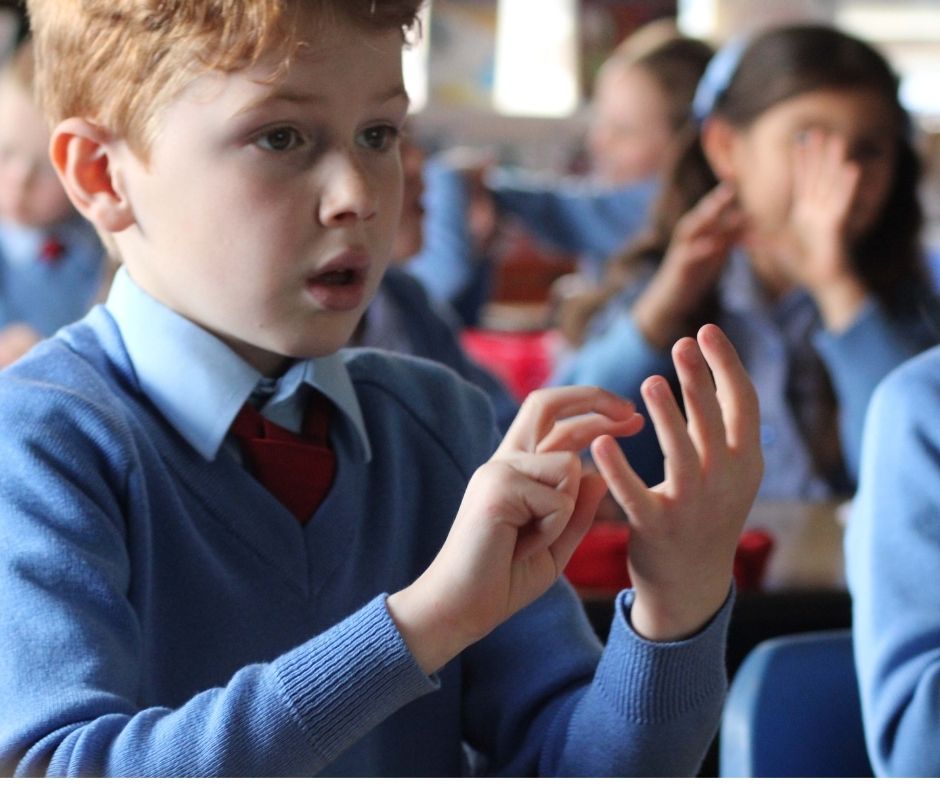 Lingfield Prep school student learning British sign language