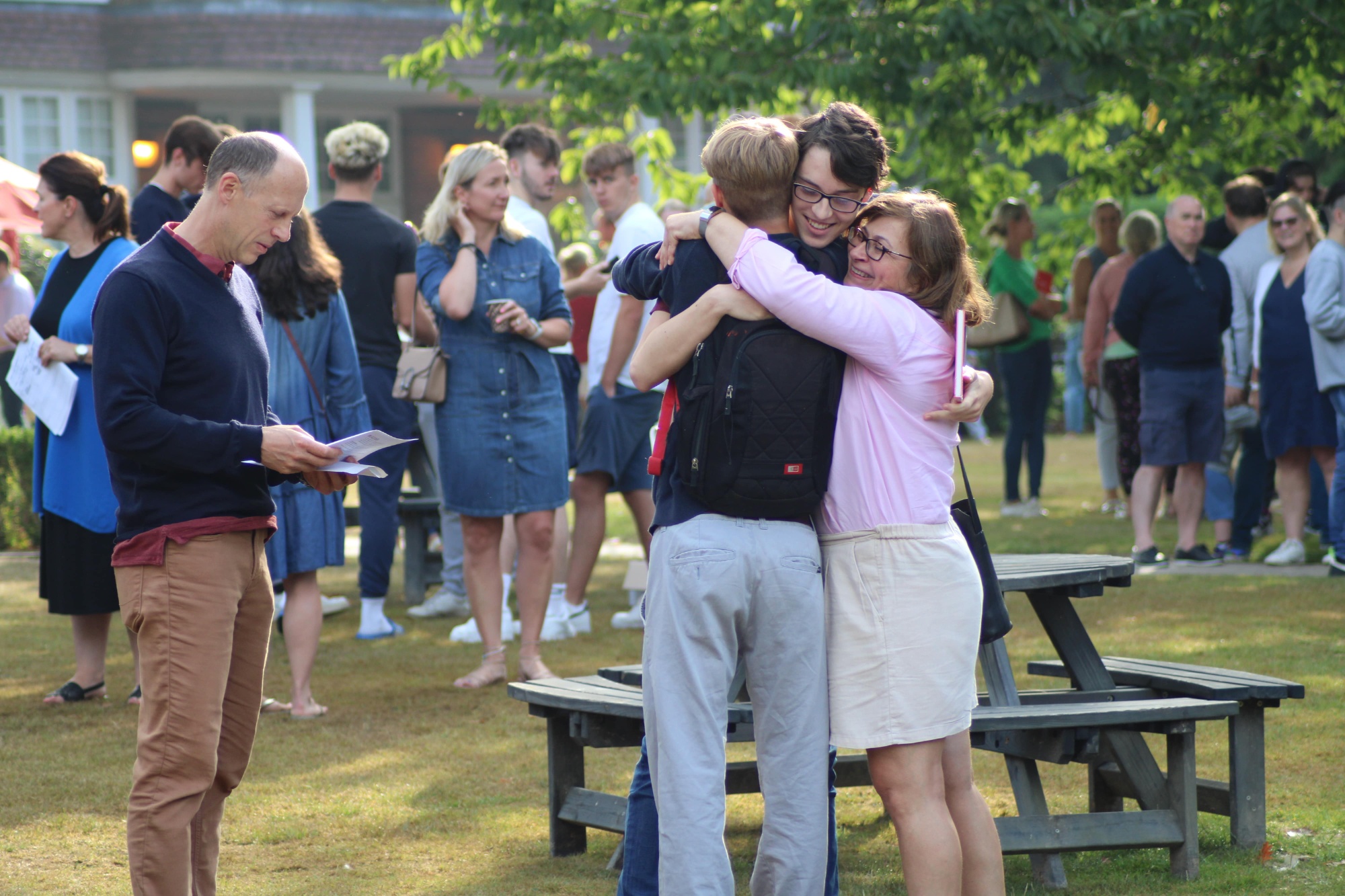 Lingfield College Sixth form students receiving their  results 